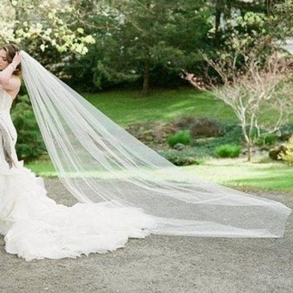 Wedding‎ Veil Custom Mesh Cathedral Length 120" White